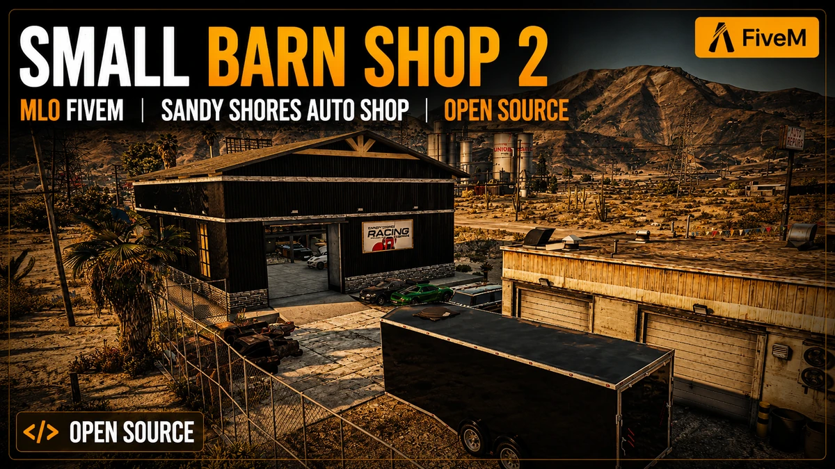 Small Barn Shop 2 MLO FiveM | Sandy Shores Auto Shop | Open Source